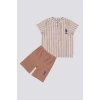 ERKEK BEBEK 2 Lİ KISA KOL T-SHIRT TAKIM - BEJ ÇİZGİLİ