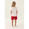 KIZ ÇOCUK BERMUDA TAKIM - KREM KIRMIZI