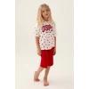 KIZ ÇOCUK KAPRİ TAKIM - KREM KIRMIZI