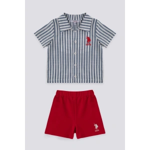 ERKEK BEBEK 2 Lİ KISA KOL T-SHIRT TAKIM - MAVİ ÇİZGİLİ STOK KUMAŞ