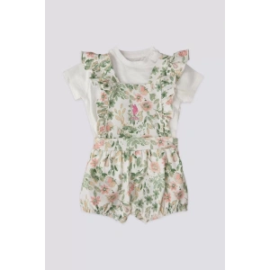 KIZ BEBEK KISA KOL T-SHIRT İKİLİ TAKIM - KREM