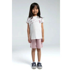 KIZ ÇOCUK BERMUDA TAKIM - BEYAZ/SOFT PEMBE