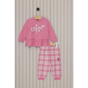 US POLO KIZ BEBEK UZUN KOL 2LI TAKIM - KARANFİL