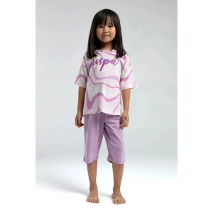 KIZ GARSON KAPRİ TAKIM - KREM/TOZ PEMBE