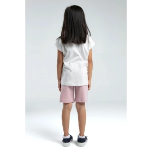 KIZ ÇOCUK BERMUDA TAKIM - BEYAZ/SOFT PEMBE