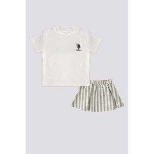 KIZ BEBEK 2 LI KISA KOL T-SHIRT TAKIM - KREM