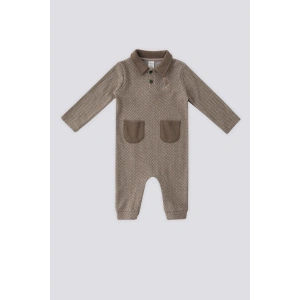 ERKEK BEBEK YAKALI PATİKSİZ TULUM - KUM