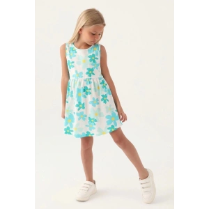 KIZ ÇOCUK ELBİSE - TURKUAZ ÇİÇEK