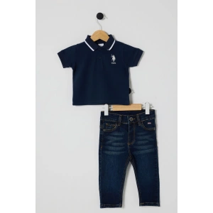 U.S POLO ASSN ERKEK BEBEK 2Lİ  PİKE T-SHIRT TAKIM - LACİVERT