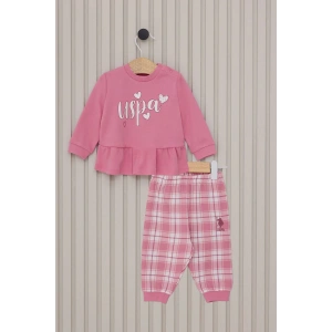 US POLO KIZ BEBEK UZUN KOL 2LI TAKIM - KARANFİL