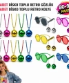12 Parça 80-90 Retro Parti Seti Disco Toplu Gözlük Ve Kolye