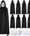120 Cm Siyah Kapüşonlu Pelerin Ve Boyanabilir Karton Maske 8’li Set