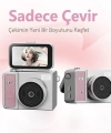 2k Mini Dijital Retro Video Kamera Flaşlı Dijital Vlog Mini Fotoğraf Makinesi Türkçe Menü Bej