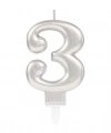 3 Rakam Mum Gümüş Renk