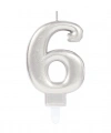 6 Rakam Mum Gümüş Renk