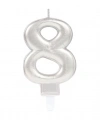 8 Rakam Mum Gümüş Renk