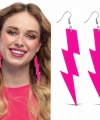 80’ler 9039lar Retro Neon Pembe Şimşek Küpe 10 Cm