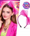 80’ler 90’lar Neon Pembe Dantel Taç Fiyonklu