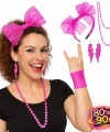 80’ler 90’lar Neon Pembe Parti Seti – Kolye Küpe Taç