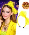 80’ler 90’lar Neon Sarı Dantel Taç Fiyonklu