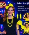 80’ler 90’lar Neon Sarı Parti Seti – Kolye Küpe Taç