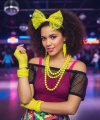 80’ler 90’lar Neon Sarı Parti Seti – Kolye Küpe Taç