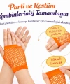 80’ler 90’lar Retro Neon Turuncu File Parmaksız Kısa Eldiven 11 Cm