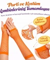 80’ler 90’lar Retro Turuncu File Parmaksız Eldiven 26 Cm