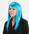 Açık Mavi Renk Uzun Düz Parti Peruğu