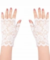 Beyaz Dantel Parmaksız Kısa Eldiven