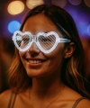 Beyaz Led Işıklı Kalp Gözlük – 3 Modlu Parti  Glow Gözlüğü