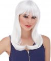 Beyaz Renk Uzun Düz Parti Peruğu