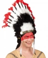 Beyaz Tüylü Siyah Kırmızı Büyük Hintli Kızılderili Başlığı