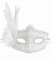Beyaz Tüylü Venedik Lüks Balo Maskesi