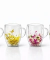 Çift Camlı Çiçekli Kupa Bardak Alk4472