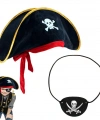 Çocuk Kadife Korsan Şapka  Vinleks Deri Göz Bandı Seti