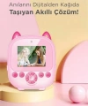 Dijital Video Fotoğraf App Destekli Çocuk Kamerası Termal Resim Kağıt Baskılı Yazıcı Pembe
