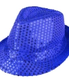 Disko  Mavi Payetli Fötr Şapka Yetişkin Boy