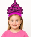Fuşya Happy Birthday Prenses Tacı – Doğum Günü Taç Aksesuarı