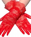 Güpürlü Bilek Boyu Kırmızı Dantel Eldiven Yetişkin