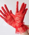 Güpürlü Bilek Boyu Kırmızı Dantel Eldiven Yetişkin