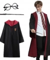 Harry Potter Gryffindor Kapişonlu Çocuk Kostüm + Asa + Gözlük Seti 11-12 Yaş