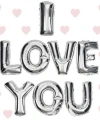 I Love You Folyo Balon Gümüş Renk 35 Cm