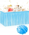 Kendinden Yapışkanlı Makaron Mavi Püsküllü Masa Eteği – 75 X 275 Cm Parti Süslemesi