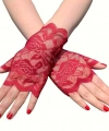 Kırmızı Dantel Parmaksız Kısa Eldiven