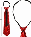 Kırmızı Pul Payetli Işıltılı Parti Kravatı 33 Cm