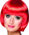 Kırmızı Renk Parti Peruğu Küt Saç