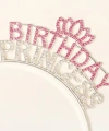 Kristal Taşlı Pembe Birthday Princess Yazılı Parti Tacı 19x11 Cm