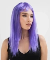 Lila Renk Uzun Düz Parti Peruğu