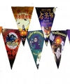 Lüks Baskılı Üçgen Model Halloween Banner Süs Bayrak 8 Li